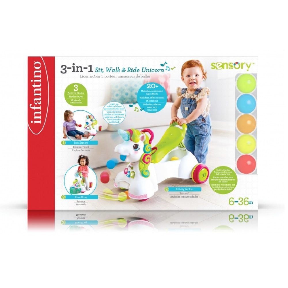 Infantino 3-In-1 Sit Walk & Ride Unicorn