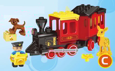 Interesting Building Blocks, Cubes Train, Excavator, Tractor