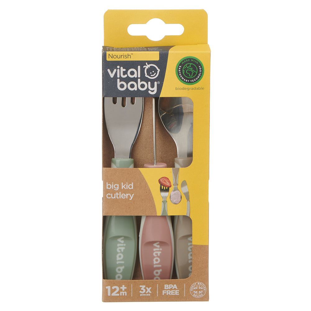 Vital Baby Nourish Big Kid Cutlery 3pk-Natural
