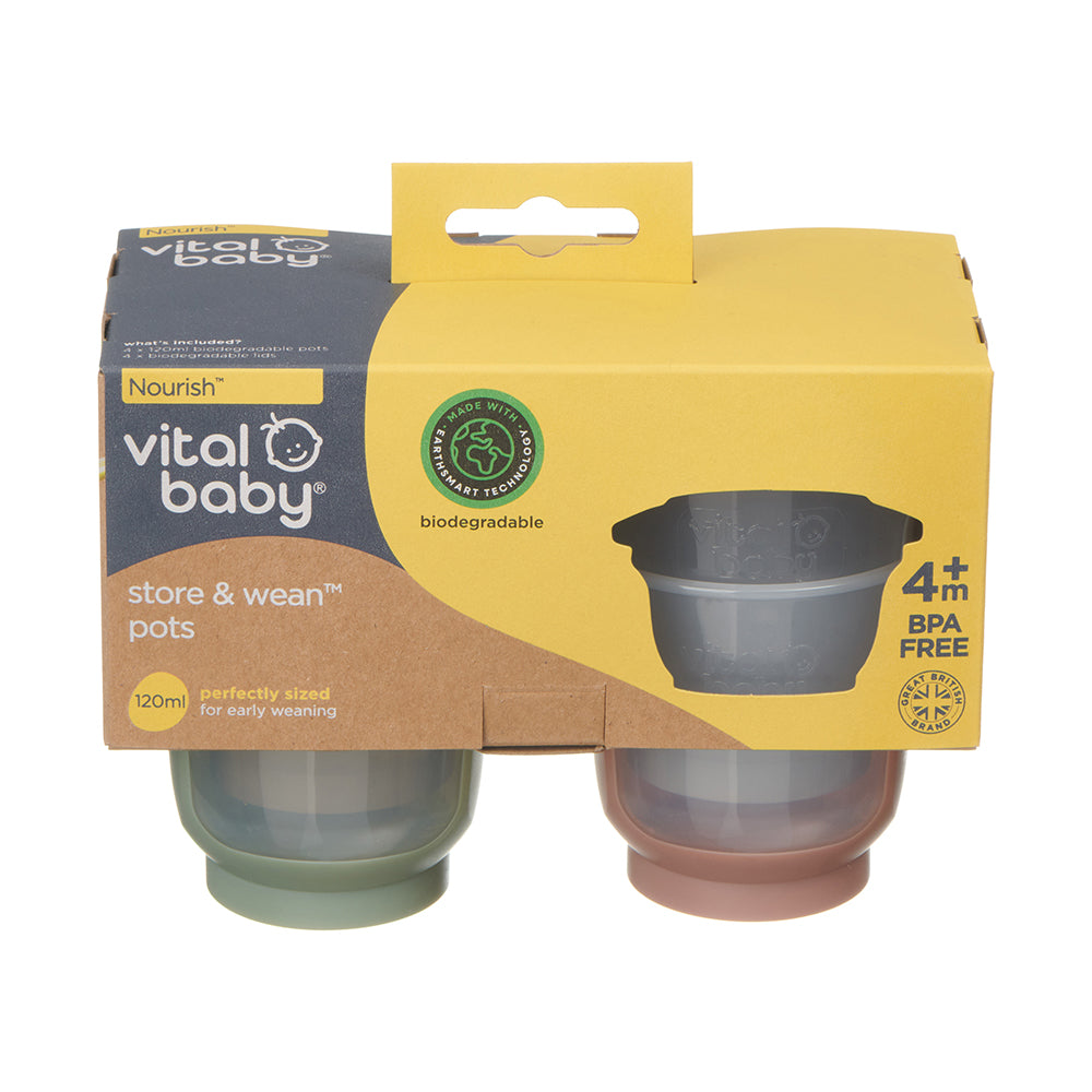 Vital Baby Nourish Store & Wean Pots 120 ml 4pk-Natural
