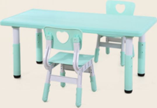 Table +2 chairs blue