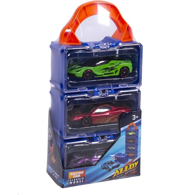2-Piece Metal Car Set with Carrying Case. Samll Cras Alloy Material
