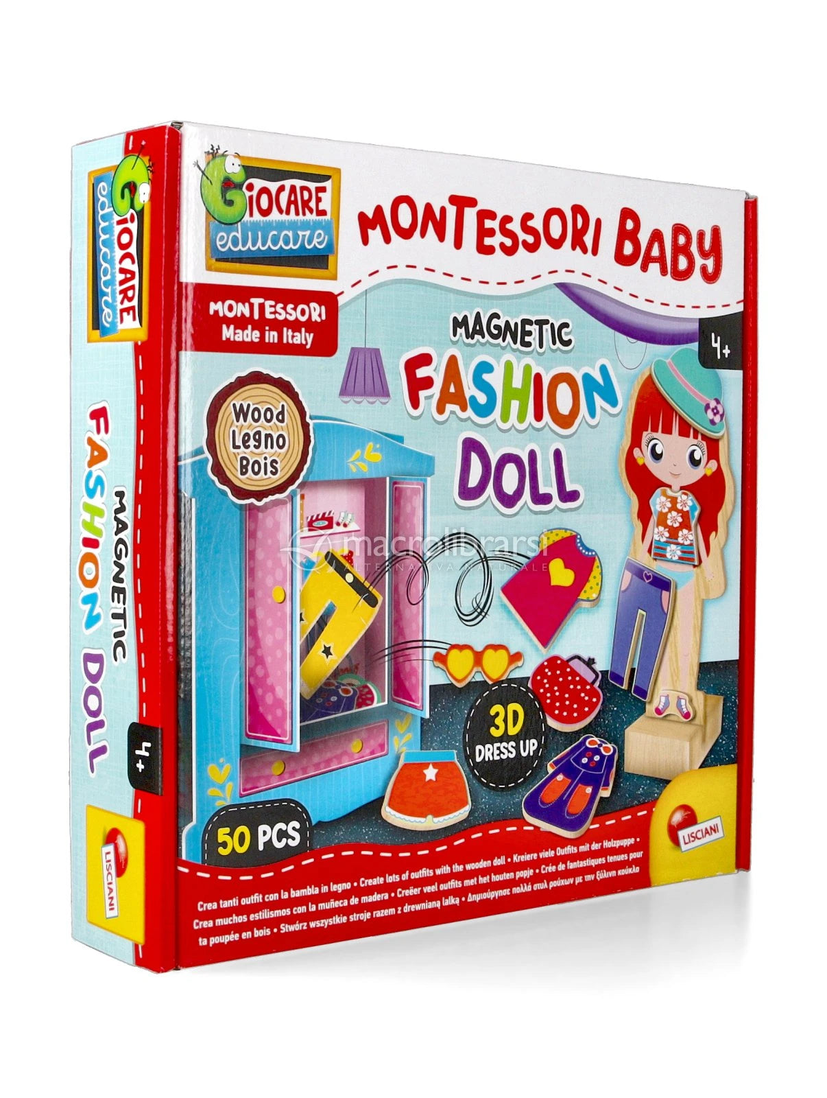Montessori Baby Wood Magnetic Fashion Doll