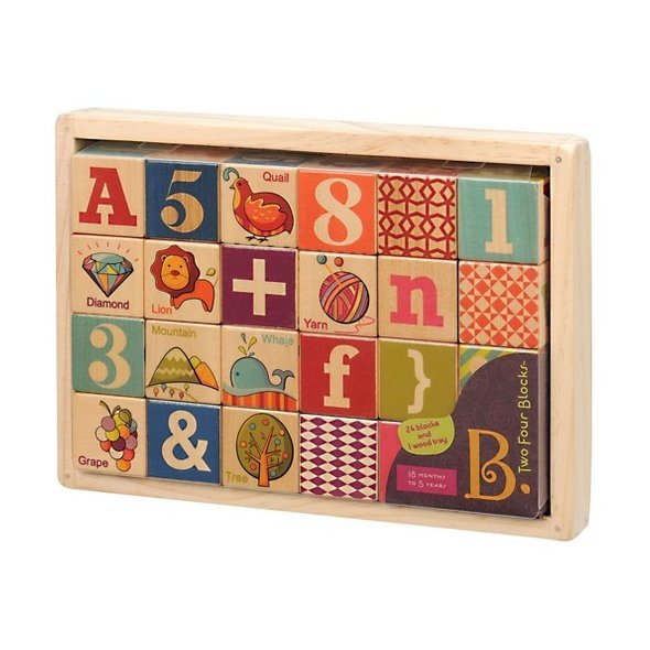 B. 24pcs blocks in wood tray