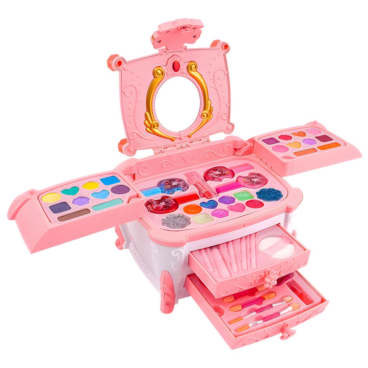 Plastic Vanity Set with Mirror and Storage Included