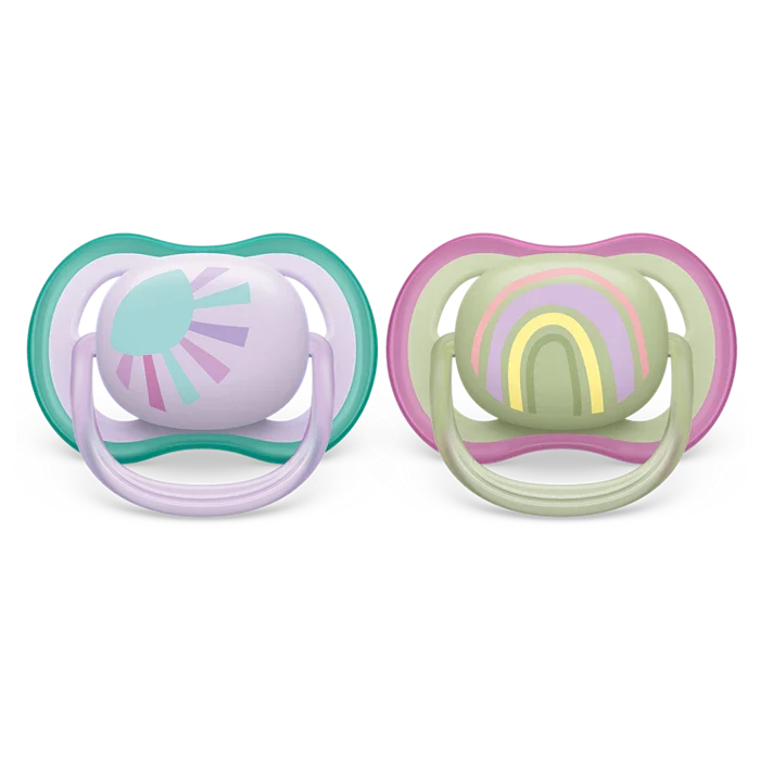 Avent Ultra Air Soothers Rainbow-0-6 Girl
