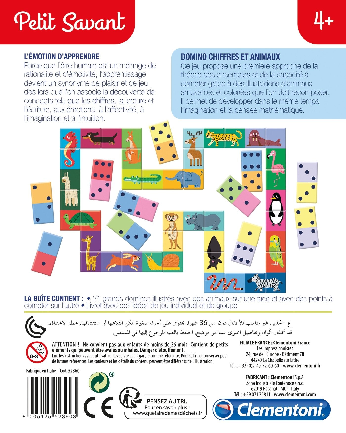 Clementoni domino chiffres et animaux