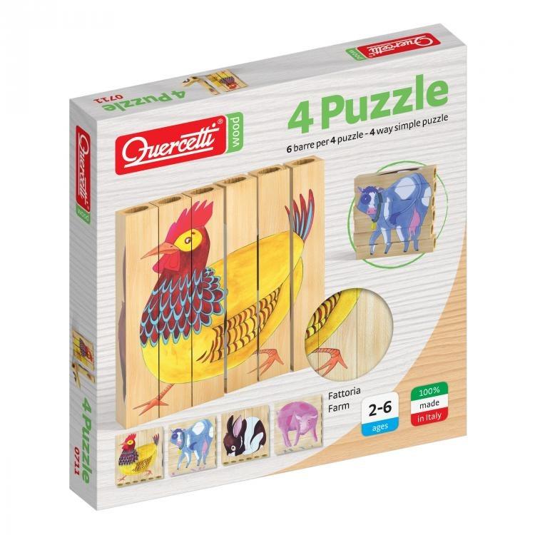Quercetti Wood 4 Puzzle Fattoria Farm