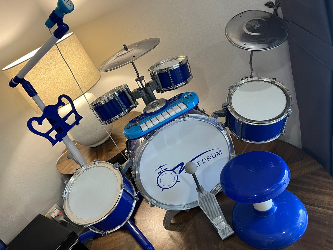 Jazz Drum DJ Rock Drum With Keyboard Set Blue