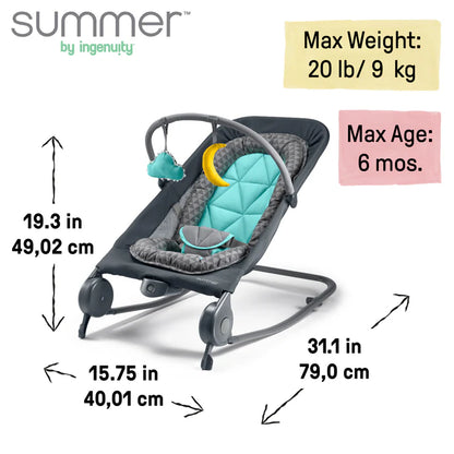 Ingenuity 2 In 1 Bouncer Rocker Gray Teal Us Only