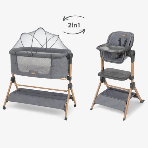 2 In 1 Bedside Crib + Highchair Sleat Me Grey