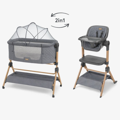 2 In 1 Bedside Crib + Highchair Sleat Me Grey