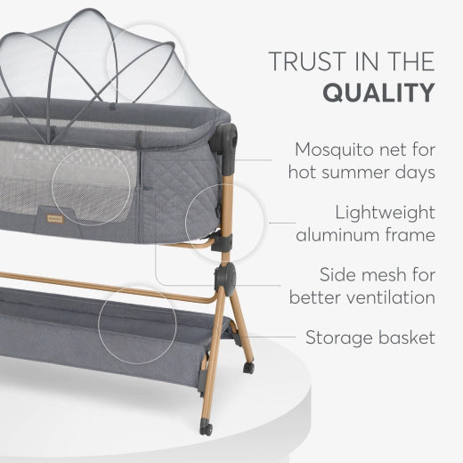 2 In 1 Bedside Crib + Highchair Sleat Me Grey