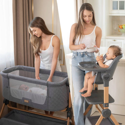 2 In 1 Bedside Crib + Highchair Sleat Me Grey