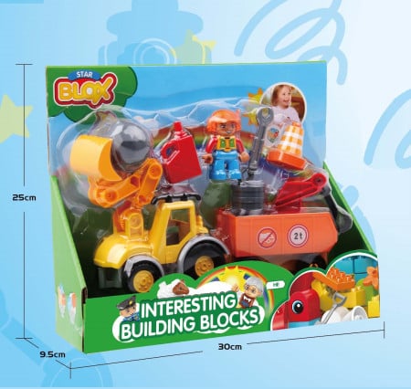 Interesting Building Blocks, Cubes Train, Excavator, Tractor