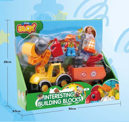 Interesting Building Blocks, Cubes Train, Excavator, Tractor