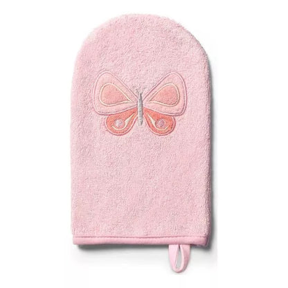 Bamboo Baby Wash Mitt. PINK BAMBOO washing glove BUTTERFLY, BabyOno