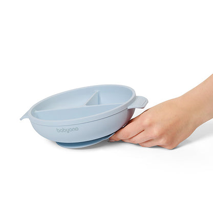 Silicone Suction Plate With Lid Blue