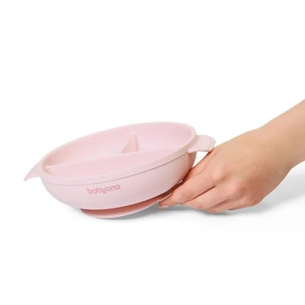 Silicone Suction Plate With Lid Pink