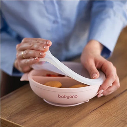 Silicone Suction Plate With Lid Pink