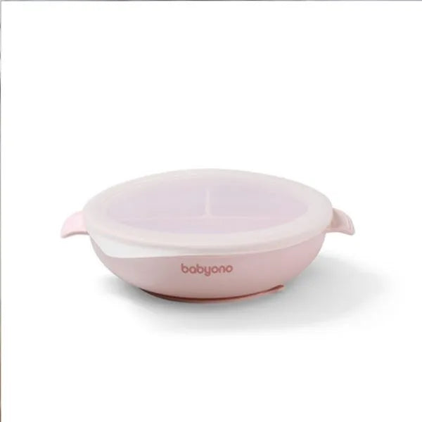 Silicone Suction Plate With Lid Pink