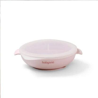 Silicone Suction Plate With Lid Pink