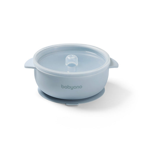 Silicone Suction Bowl With Lid Blue