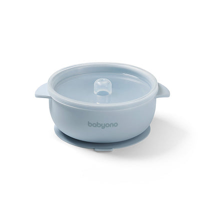 Silicone Suction Bowl With Lid Blue