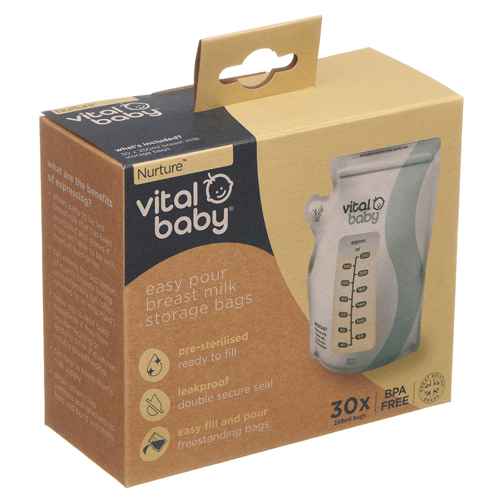 Vital Baby Nurture Easy Pour Breast Milk Storage Bags 30pk