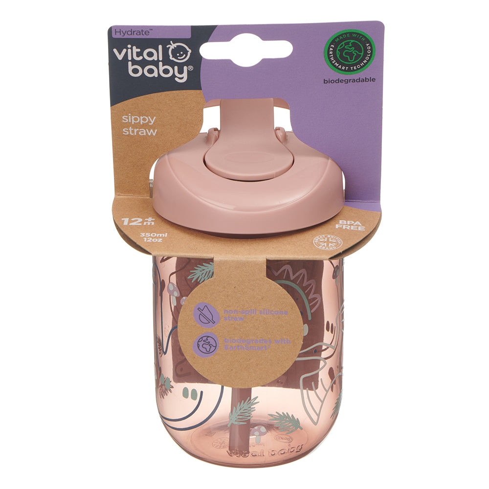 Vital Baby Hydrate Sippy Straw 350 ml-Natural Berry
