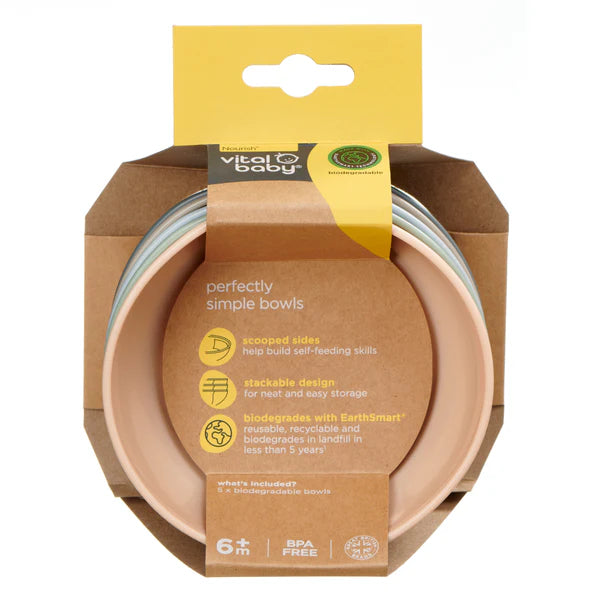Vital Baby Perfectly Simple Bowls 5pk Natural