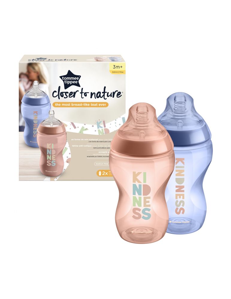 Tommee tippee ctn 2x 340ml btl anti-colic 1pink &amp; 1blue together