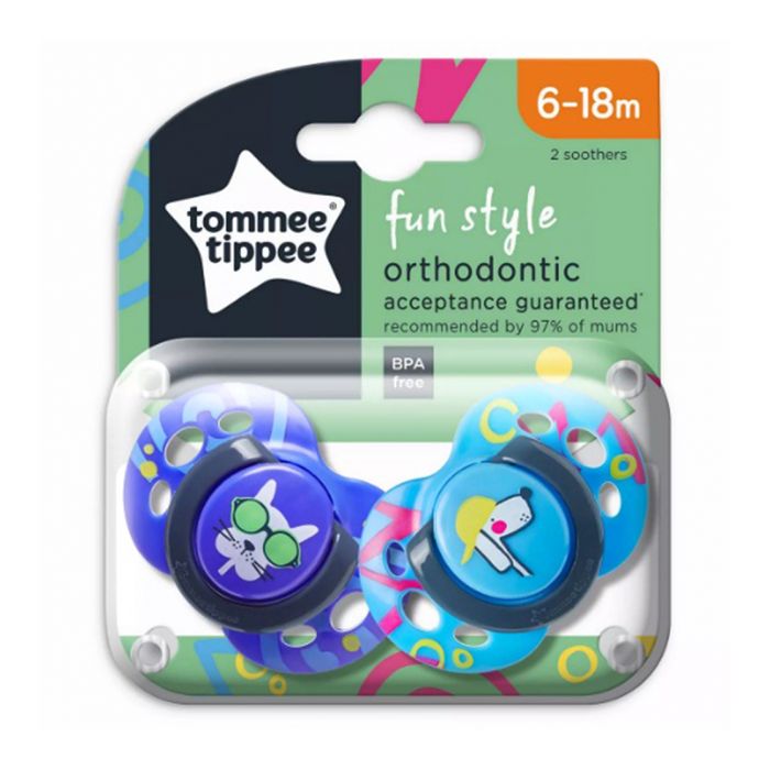 Tommee tippee 2 fun style soothers 6-18m