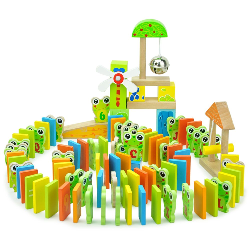 100 Pcs Wooden Frog Domino Toys