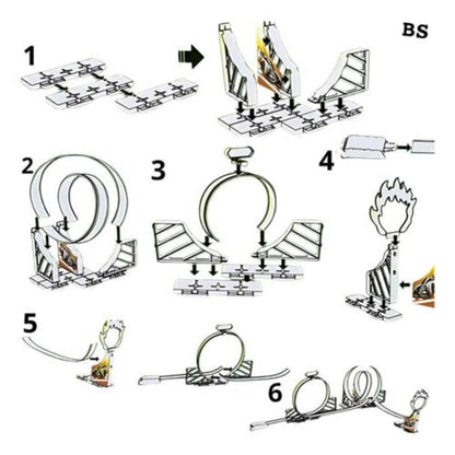 Track Racing Speed Power 360 Glow in the Dark Flexible Rail Track Set with Pull Back Cars