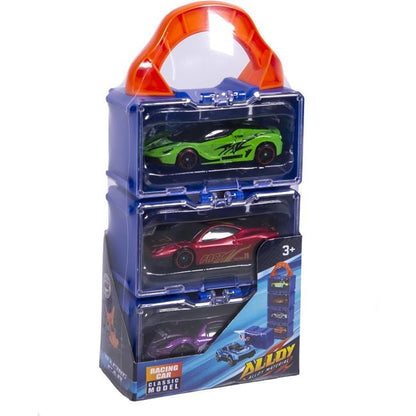 2-Piece Metal Car Set with Carrying Case. Samll Cras Alloy Material