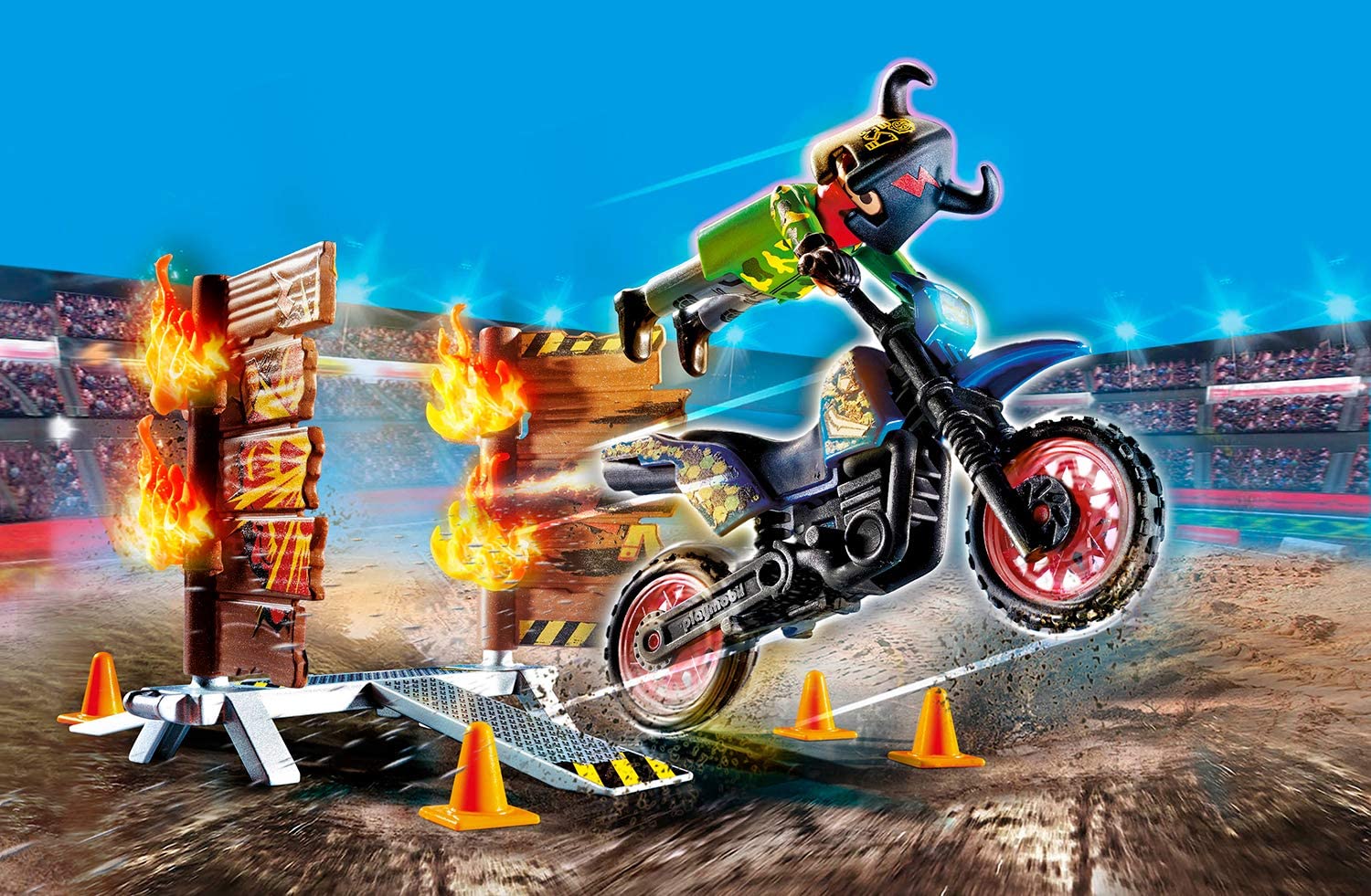 Playmobil stunt show motocross with fiery wall - 70553