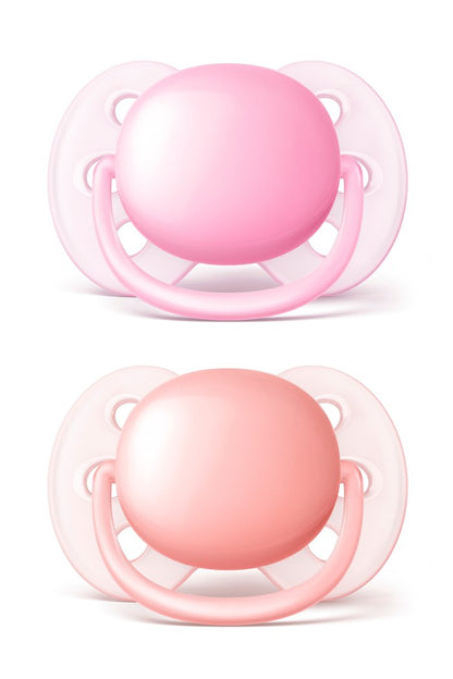 Philips avent ultra soft pacifier 0-6m - pink/peach