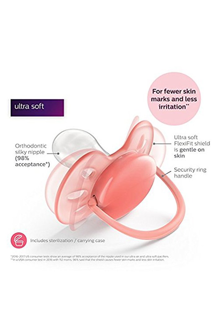 Philips avent ultra soft pacifier 0-6m - pink/peach