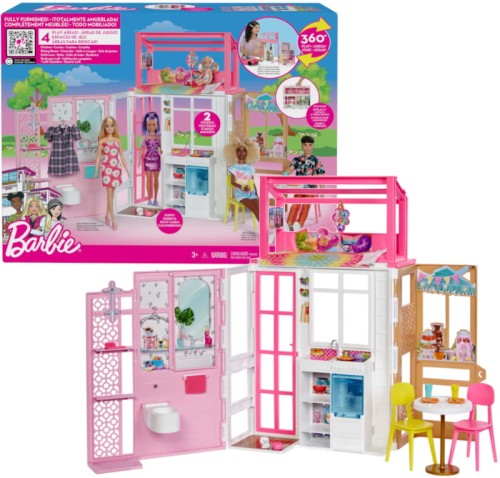 Barbie Doll House With 2 Stories And 4 Play Areas