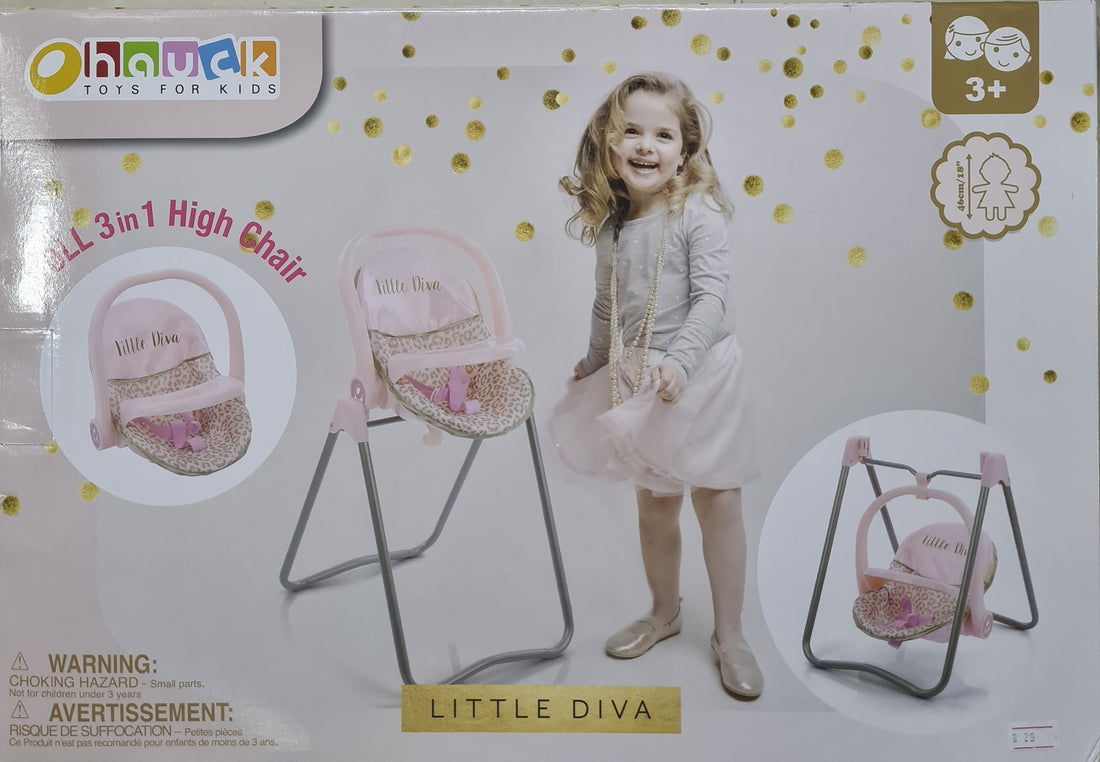 Doll 3 In 1 High Chair Little Diva