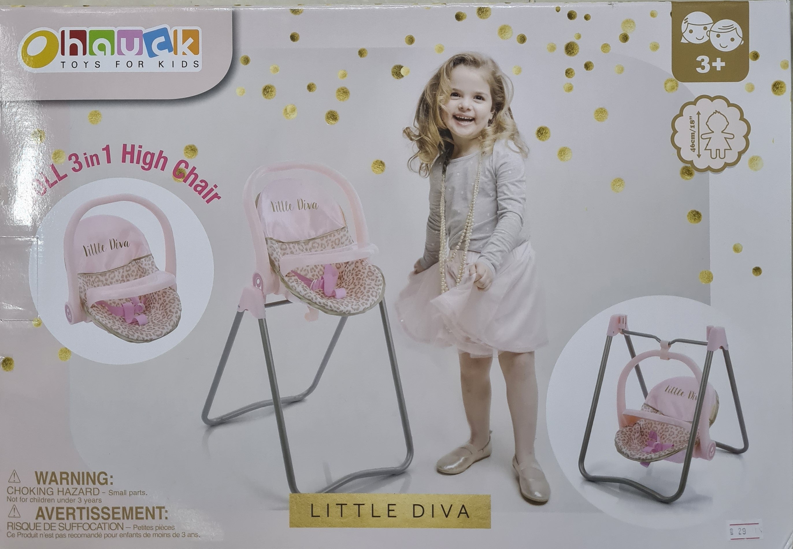 Doll 3 In 1 High Chair Little Diva