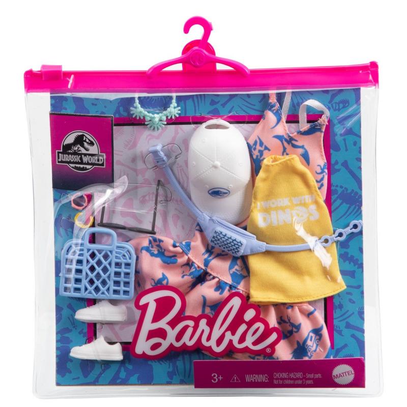 Barbie Fashions Storytelling Fashion Pack- Dress with Yellow Top with Dinosaur - Complete Look with Outfit &amp; Accessories