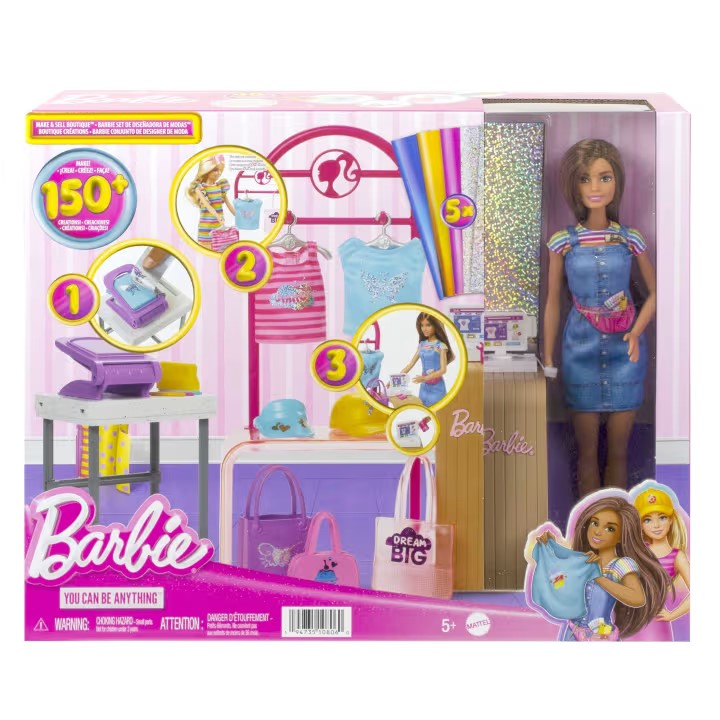Make &amp; Sell Boutique Playset With Brunette Doll, Foil Design Tools, Clothes &amp; Accessories
