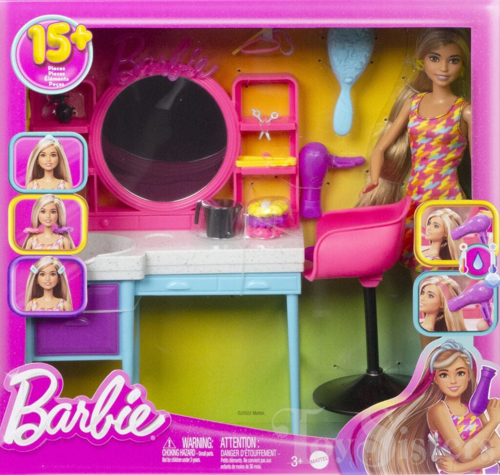 Barbie Doll And Hair Salon Playset, Color-Change Hair