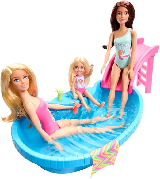 Barbie Pool Playset with Doll – Refreshed Swimming &amp; Summer Fun Set