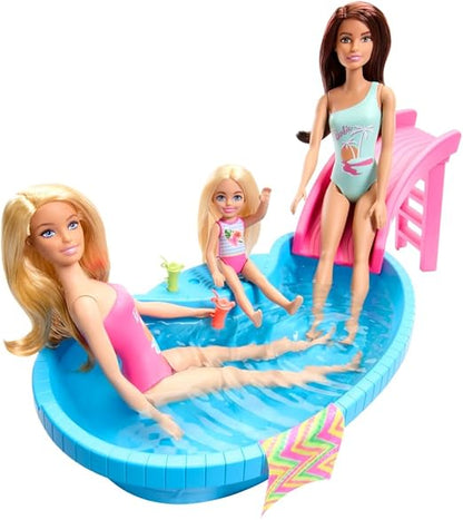 Barbie Pool Playset with Doll – Refreshed Swimming &amp; Summer Fun Set