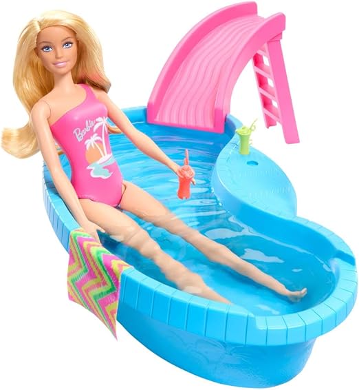 Barbie Pool Playset with Doll – Refreshed Swimming &amp; Summer Fun Set