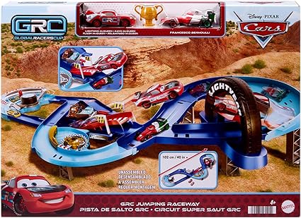 Mattel Disney and Pixar Cars Playset with 2 Toy Cars, Lightning McQueen &amp; Francesco Bernoulli