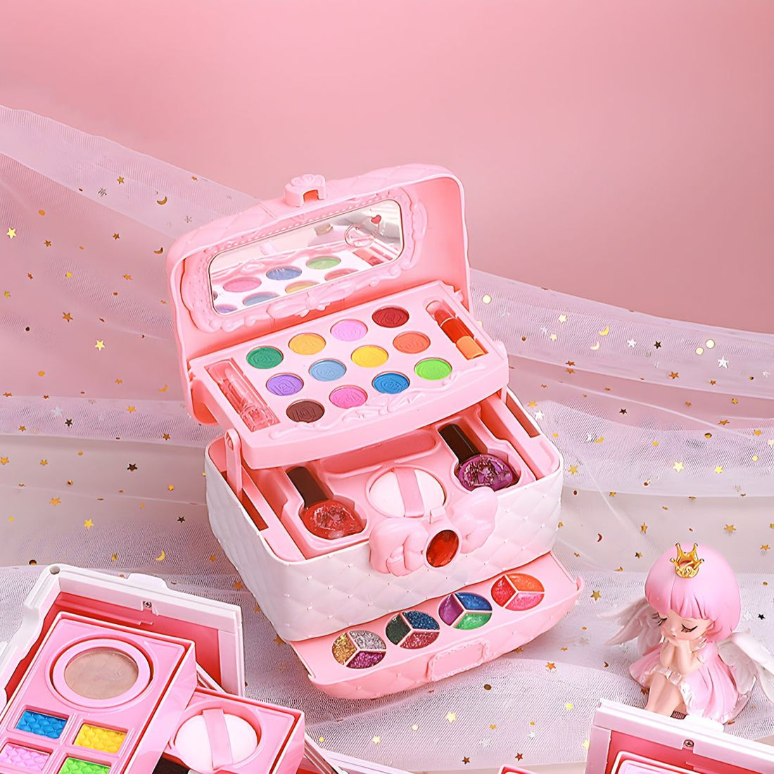 Plastic Vanity Set with Mirror and Storage Included
